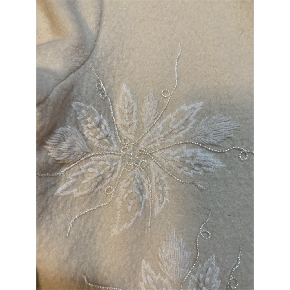 Vintage Talbots 100% Boiled Wool Jacket Sz S Ivory Floral Embroidered Beaded - Picture 4 of 8